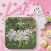 ホワイトフルーツブロッサムスクエア ペーパープレート (パーティー)