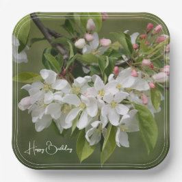 ホワイトフルーツブロッサムスクエア ペーパープレート