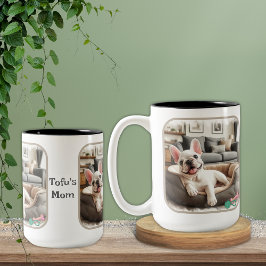 ホワイトフレンチインドッグベッド ツートーンマグカップ