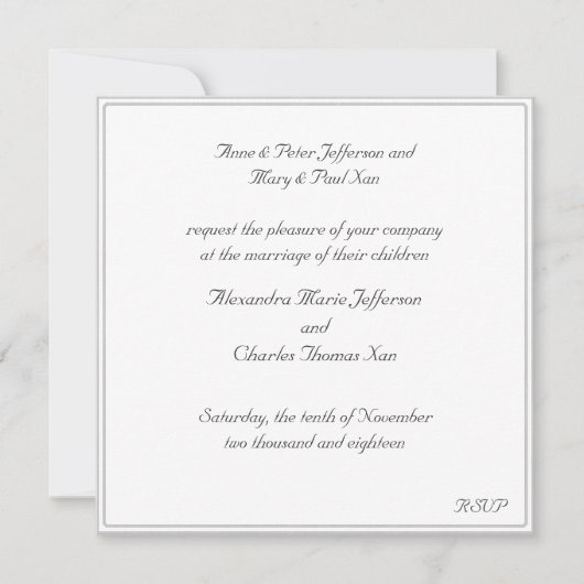 ホワイトフレームの結婚式招待状 招待状 (正面)