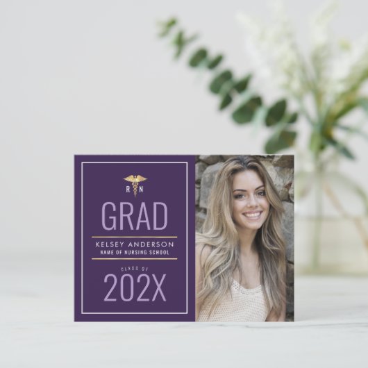 ホワイトフレーム看護学校卒業発表 ポストカード (スタンド正面)