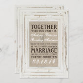 ホワイトフレー素朴ム&バーラップ結婚式招待状 招待状 (正面/裏面)