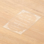 ホワイトフレ華美ームヌエストラスペインのボダ結婚ズ アクリル招待状 (レイダウン)