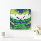 ホワイトフロント歯デザイン歯医者の壁時計 スクエア壁時計 (ホーム)