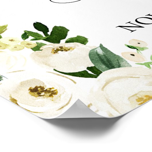 ホワイトフローラお祝いのライフサイン、写真サイン ポスター (角)