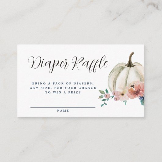 ホワイトフローラかぼちゃおむつラッフル エンクロージャーカード (正面)