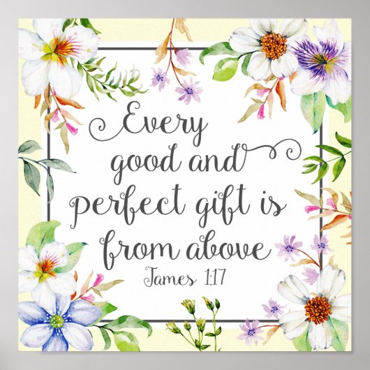 ホワイトフローラすべての良い完璧なギフト ポスター (正面)