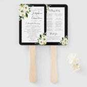 ホワイトフローラとブラック結婚・セレモニー・プログラム ハンドファン (正面&裏面)