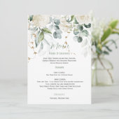 ホワイトフローラとユーカリ結婚プタスのメニュー 招待状 (スタンド正面)