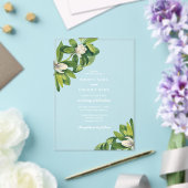 ホワイトフローラと緑の水結婚色 アクリル招待状 (インサイチュ (ウェディング))