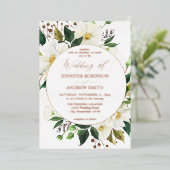 ホワイトフローラと緑結婚の1 箔招待状 (立ち正面)
