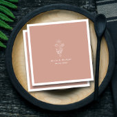 ホワイトフローラアートラインブーケテラコッタ結婚ズ スタンダードカクテルナプキン