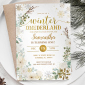 ホワイトフローラウィンターオンダーランド1歳の誕生日 招待状