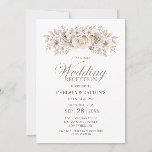 ホワイトフローラウェディングレセプション 招待状 (正面)