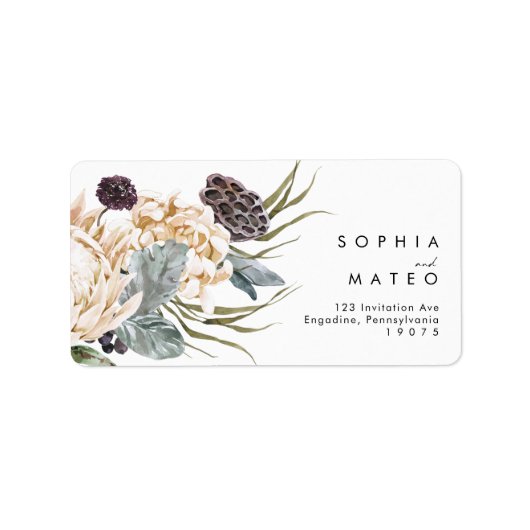 ホワイトフローラウェディングRSVP住所 シール (正面)