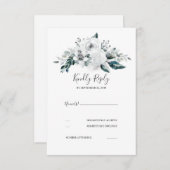 ホワイトフローラウェディングRSVP 出欠カード (正面/裏面)