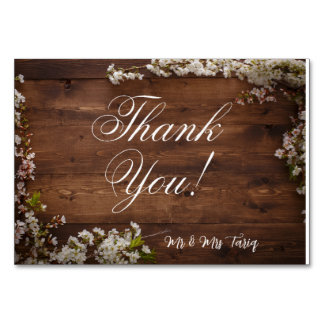 ホワイトフローラウッドテクスチ結婚ャのカーサンキュード テーブルナンバー