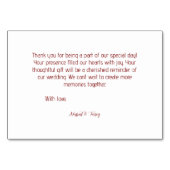 ホワイトフローラウッドテクスチ結婚ャのカーサンキュード テーブルナンバー (裏面)