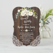 ホワイトフローラウッドブランチアンドバブリーブライダルシャワー 招待状 (スタンド正面)