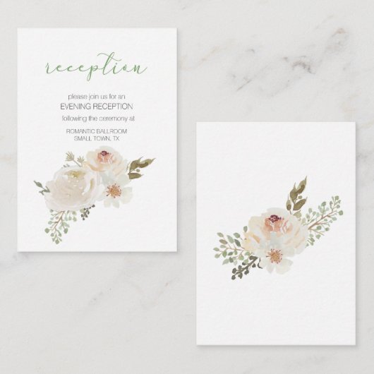 ホワイトフローラエレガントなウェディングエンクロージャカード エンクロージャーカード (正面/裏面)