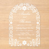 ホワイトフローラエレガントな結婚式 アクリル招待状 (正面)