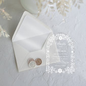 ホワイトフローラエレガントな結婚式 アクリル招待状