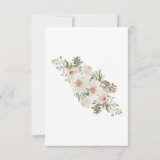 ホワイトフローラエレガントウェディングRSVPカード 出欠カード (裏面)