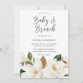 ホワイトフローラエレガントベビー&ブランチ赤ちゃんシャワー 招待状 (正面)