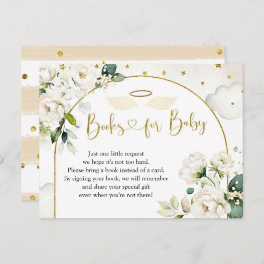 ホワイトフローラエンジェルベビー天国送信ベビー インビテーションポストカード (正面/裏面)