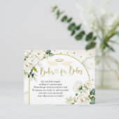 ホワイトフローラエンジェルベビー天国送信ベビー インビテーションポストカード (スタンド正面)