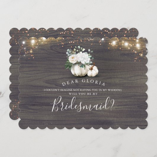 ホワイトフローラカボチャ素朴ブリデスメイド提案 招待状 (正面/裏面)