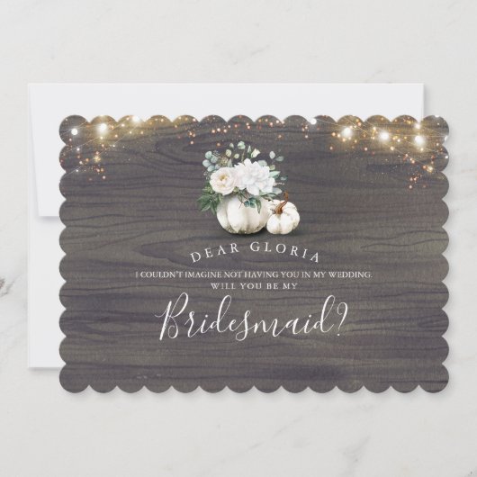 ホワイトフローラカボチャ素朴ブリデスメイド提案 招待状 (正面)