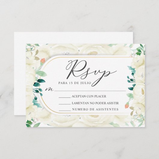 ホワイトフローラガーデンヌエストラボダウェディングRSVP 招待状 (正面/裏面)