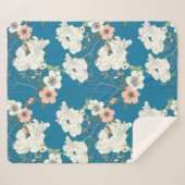 ホワイトフローラガーデンパターン シェルパブランケット (正面(横))