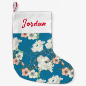 ホワイトフローラガーデンパターン スモールクリスマスストッキング (正面)