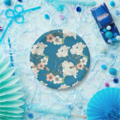 ホワイトフローラガーデンパターン ペーパープレート (パーティー)