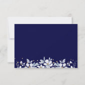 ホワイトフローラガーランドと宝石ネイビー結婚ブルー 出欠カード (裏面)