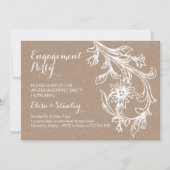 ホワイトフローラクラフト結婚紙婚約パーティ 招待状 (正面)