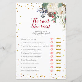 ホワイトフローラクリスマス彼は彼女はゲームカードを言った