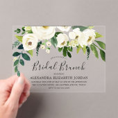 ホワイトフローラクリームブライダルシャワーブランチ アクリル招待状 (インサイチュ (ポータブル))