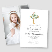 ホワイトフローラクロスガールファースト・コミュニオンフォト 招待状