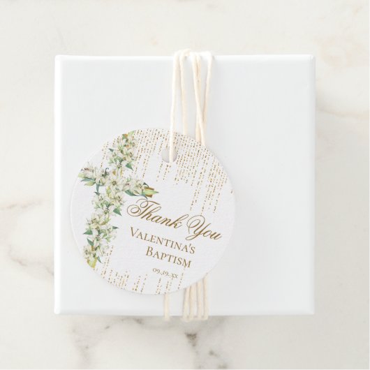 ホワイトフローラクロス金ゴールドグリッタースクリプト フェイバータグ (インサイチュ)