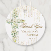 ホワイトフローラクロス金ゴールドグリッタースクリプト フェイバータグ (正面)