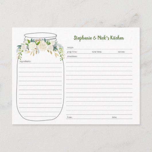 ホワイトフローラグリーナリーメイソンJARレシピカード 案内ポストカード (正面)