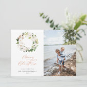 ホワイトフローラグリーナリーリースクリスマスフォト シーズンカード (スタンド正面)