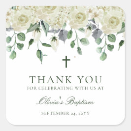 ホワイトフローラグリーンバプテスマお願い スクエアシール