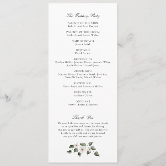 ホワイトフローラグリーンリーアイビークレスト結婚セージ プログラム (裏面)