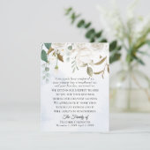 ホワイトフローラグリーン悔やみや弔慰サンキューノートカード サンキューカード (スタンド正面)