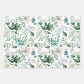 ホワイトフローラグリーン結婚ブライダルシャワー ラッピングペーパーシート (正面2)