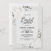 ホワイトフローラグレーブライダルシャワー 招待状 (正面)